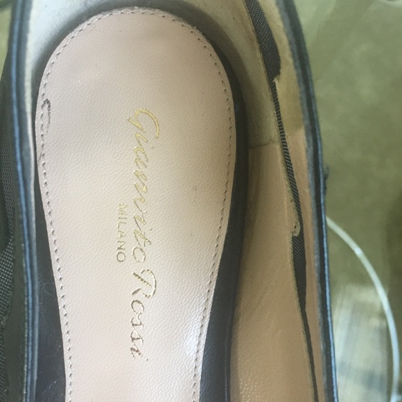 GIANVITO ROSSI MESH INSERT Point toe LEATHER FLATS - Picture 4 of 6